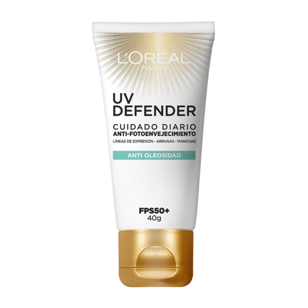 Protector Solar Uv Defender Crema Anti Brillo sin color FPS 50 L'Oréal Paris x 40grs