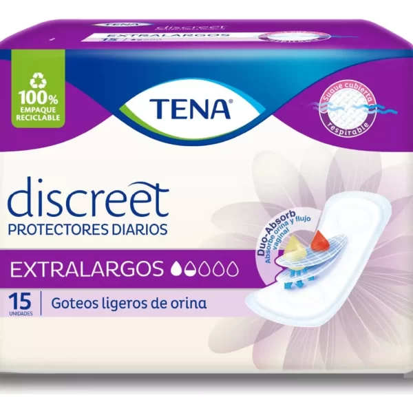 Tena Discreet Protector Diario Extra Largo Sin Alas x 15u